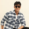 Blue Oversize Checks Shackets Shackets Bushirt