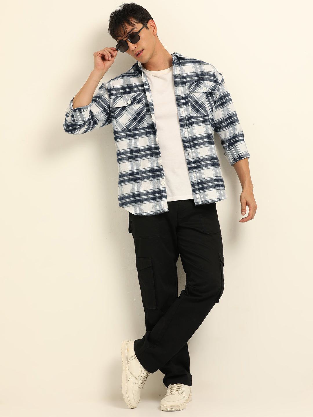 Blue Oversize Checks Shackets Shackets Bushirt