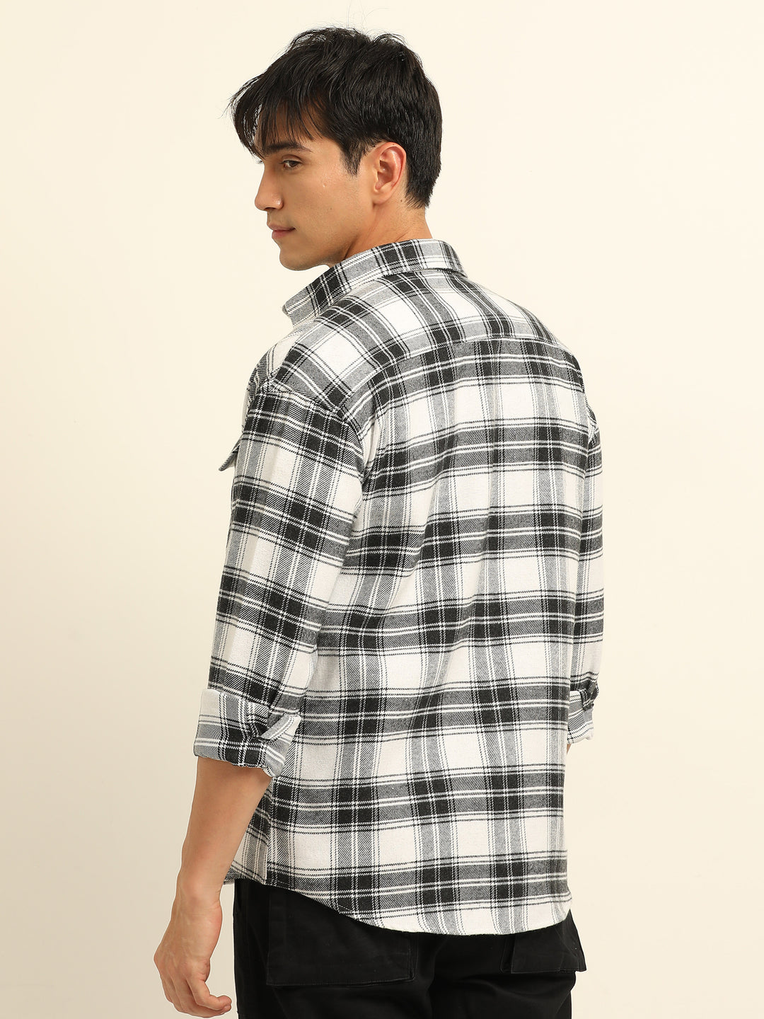 Black Oversize Checks Shackets Shackets Bushirt