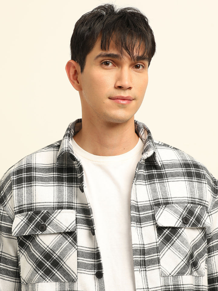 Black Oversize Checks Shackets Shackets Bushirt