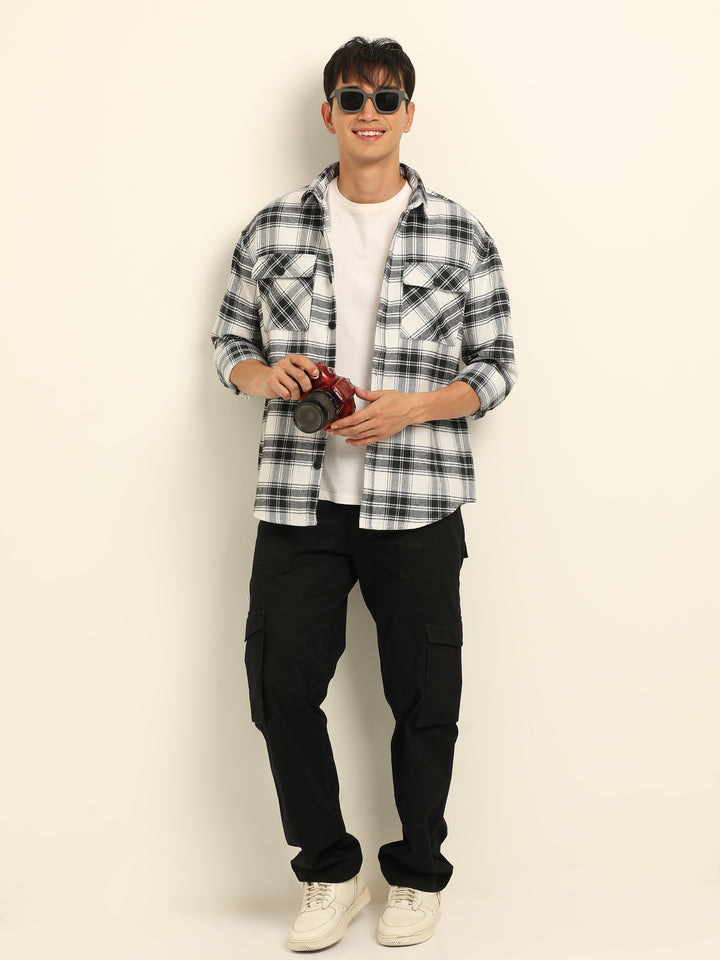 Black Oversize Checks Shackets Shackets Bushirt