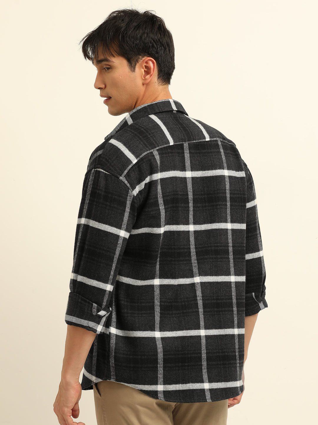 Black Oversize Checks Shackets Shackets Bushirt