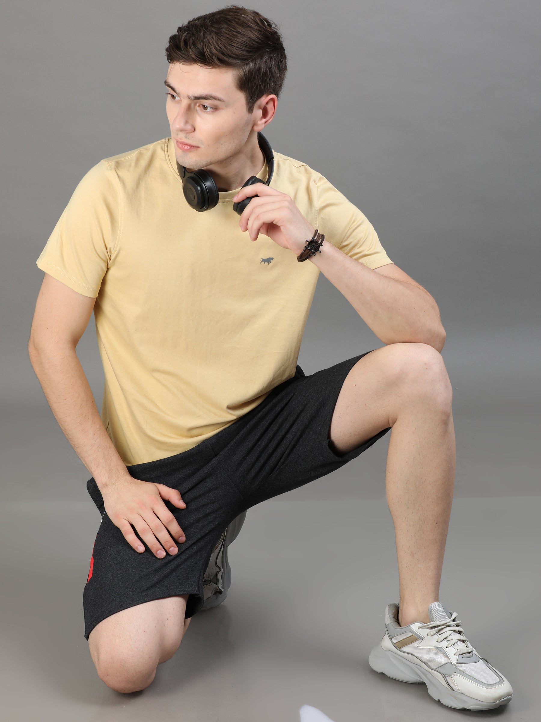 Beige & Charcoal Grey Nightsuit Co-Ords Bushirt