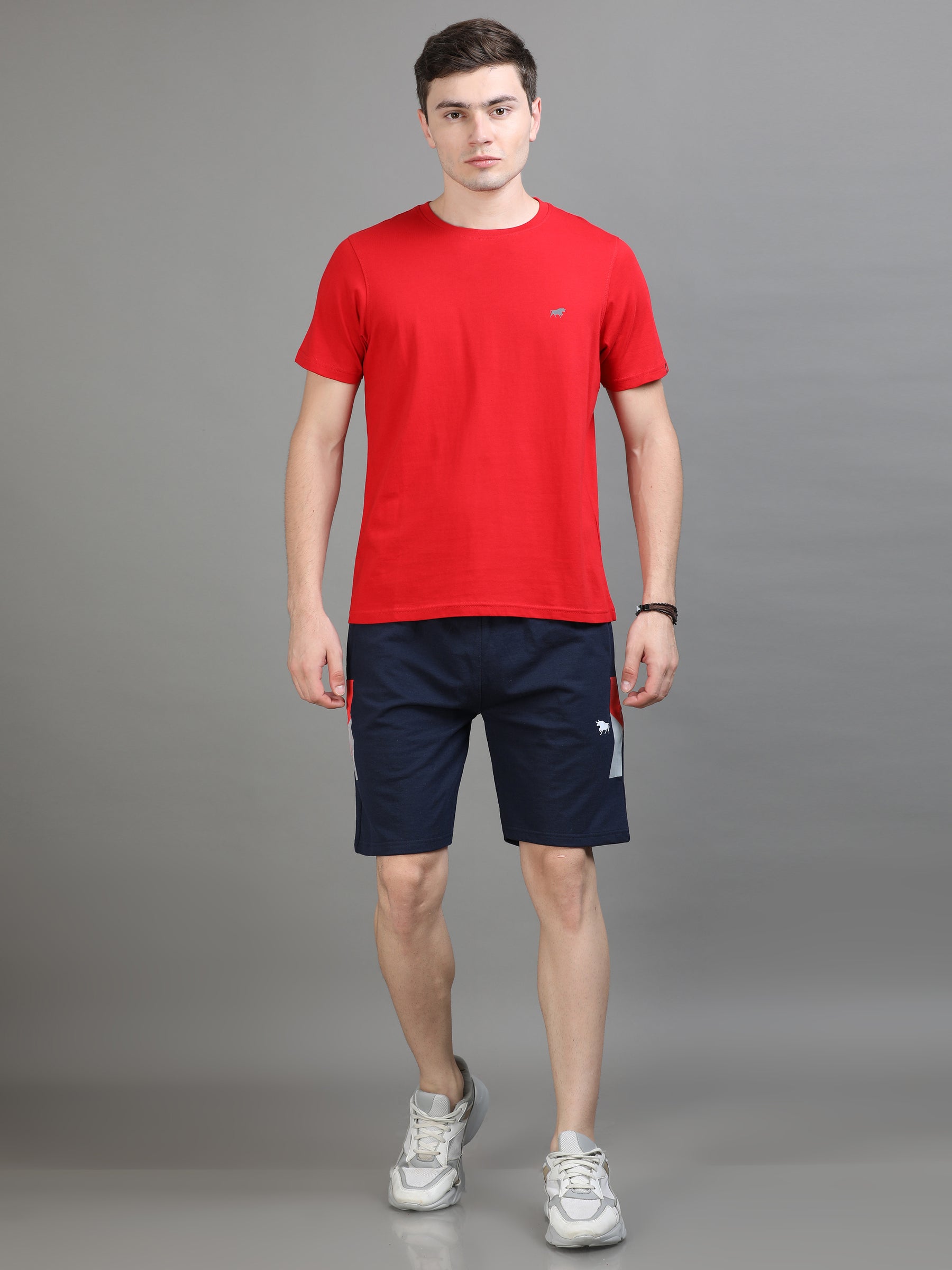 Red & Navy Blue Nightsuits Co-Ords Bushirt