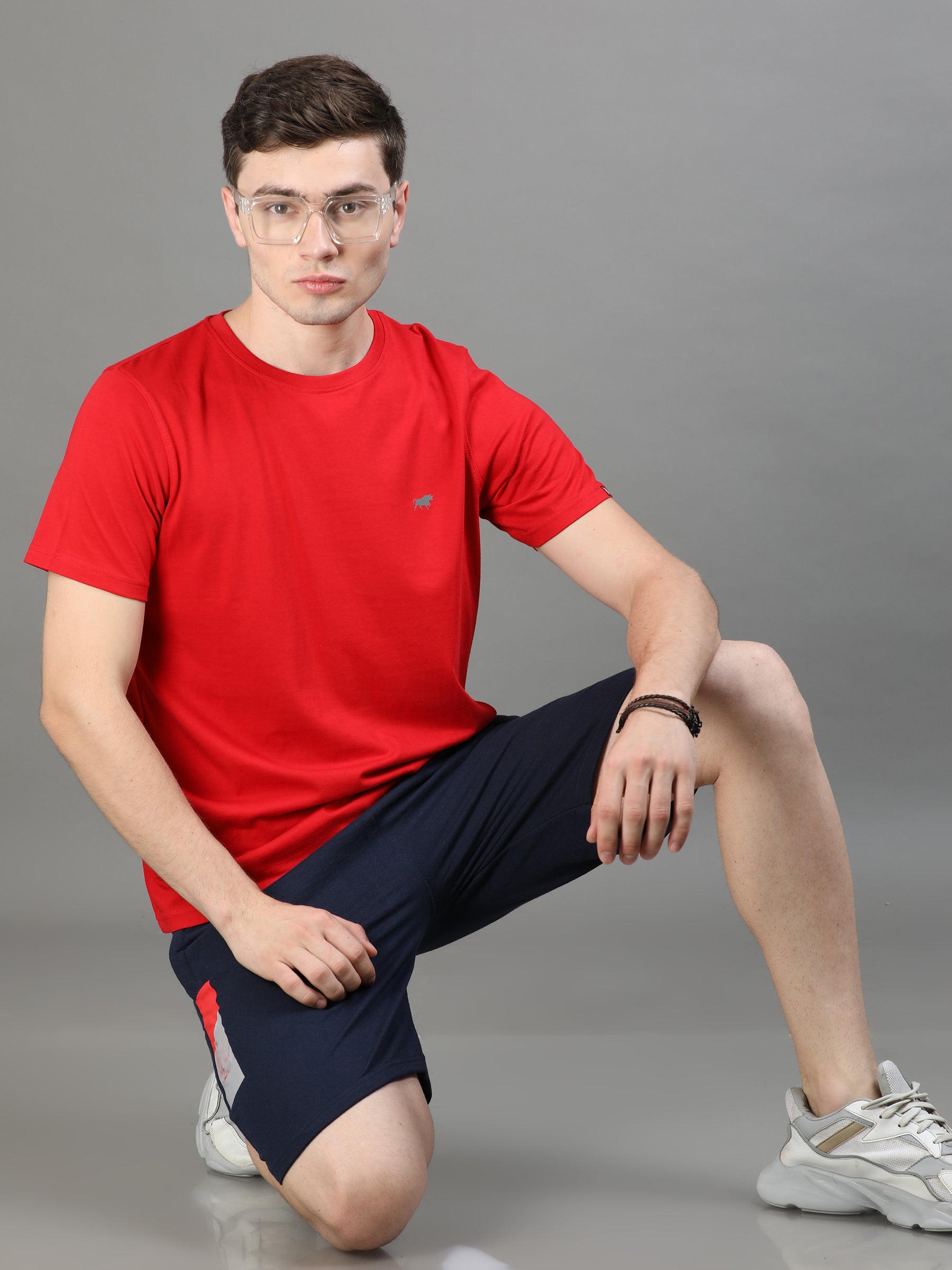 Red & Navy Blue Nightsuits Co-Ords Bushirt