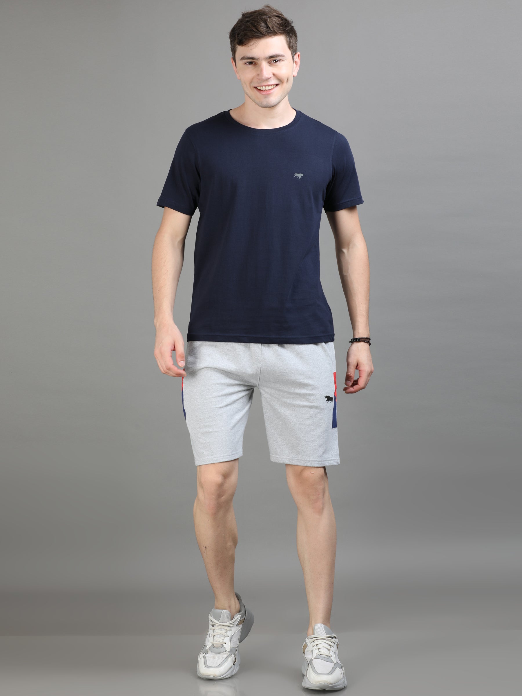 Navy Blue & Light Grey Nightsuits Co-Ords Bushirt
