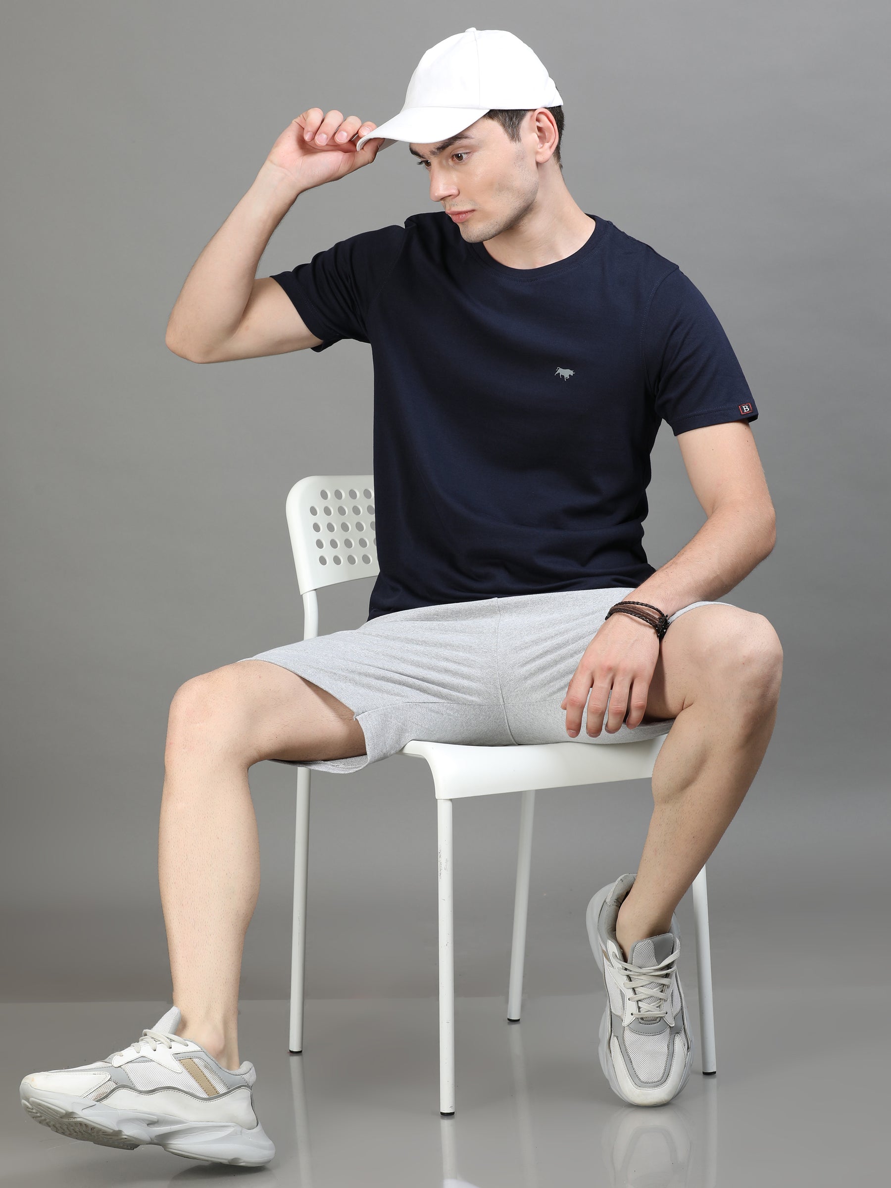 Navy Blue & Light Grey Nightsuits Co-Ords Bushirt