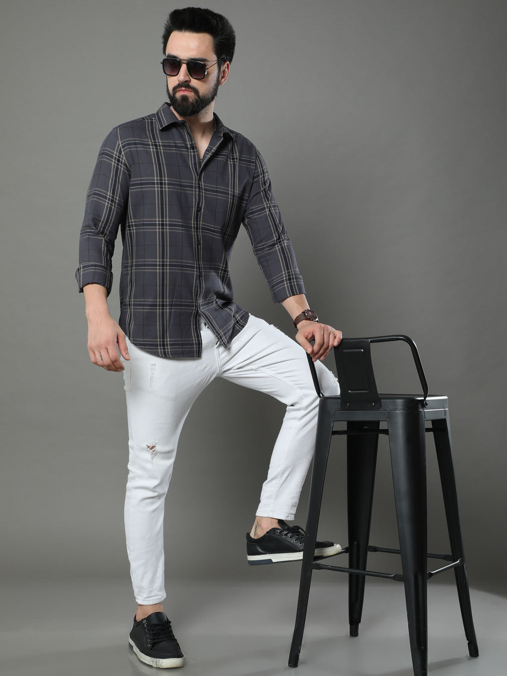 Imperial Iron Grey Checks Shirt Checks Shirt Bushirt