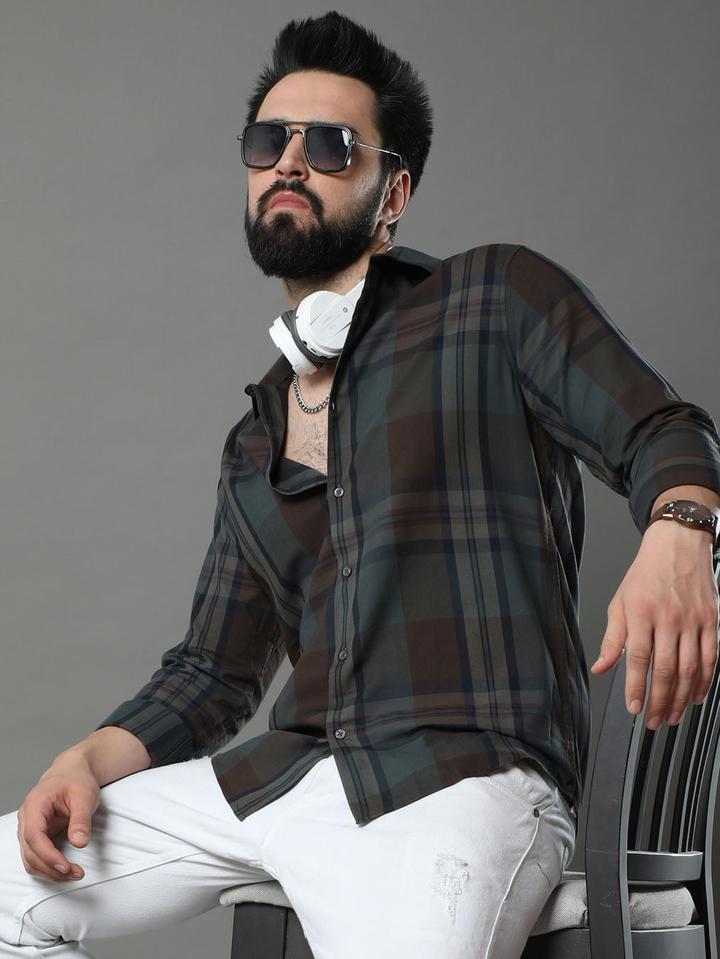 Imperial Brown Checks Shirt Checks Shirt Bushirt