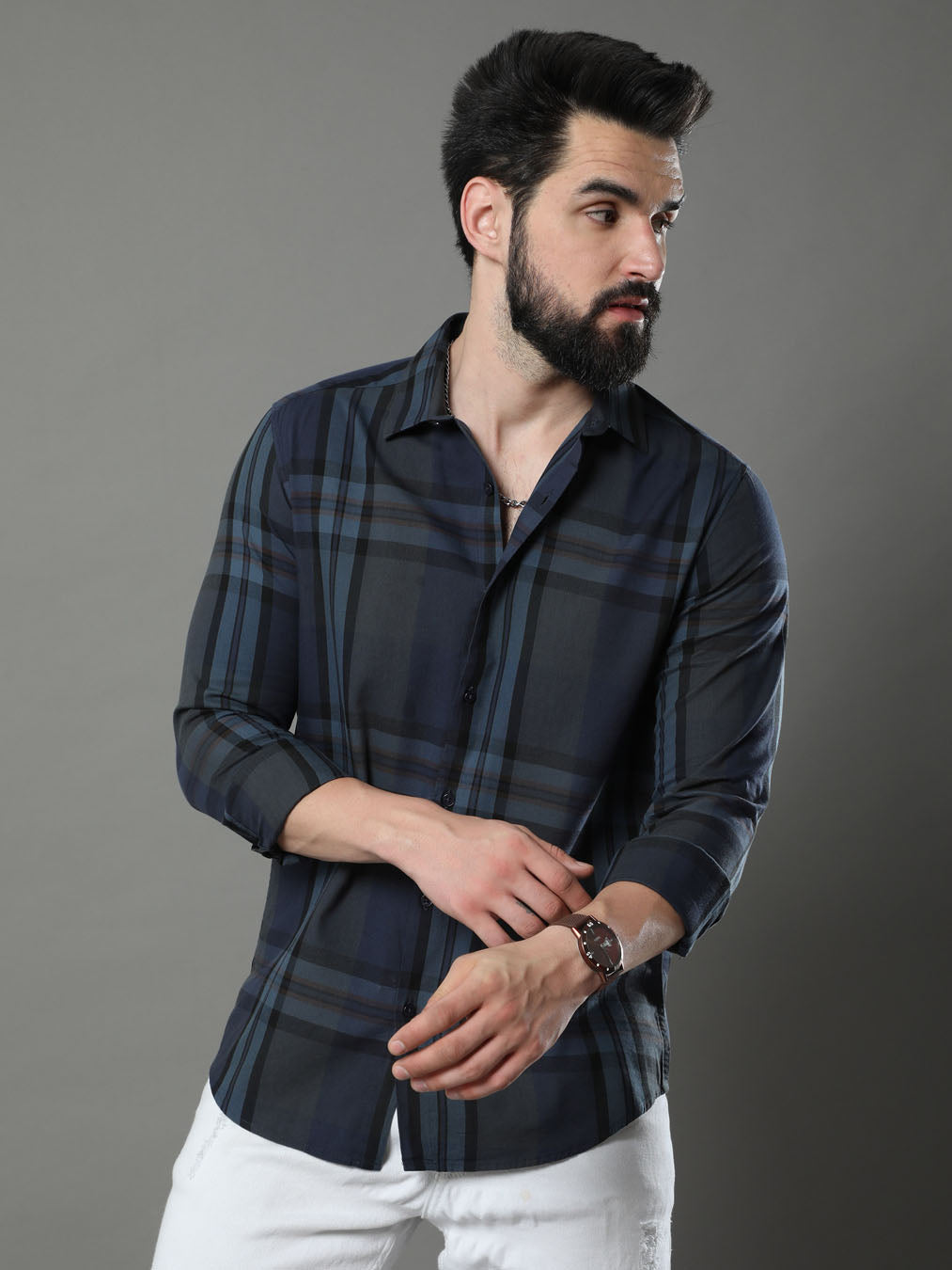 Imperial Blue Checks Shirt Checks Shirt Bushirt