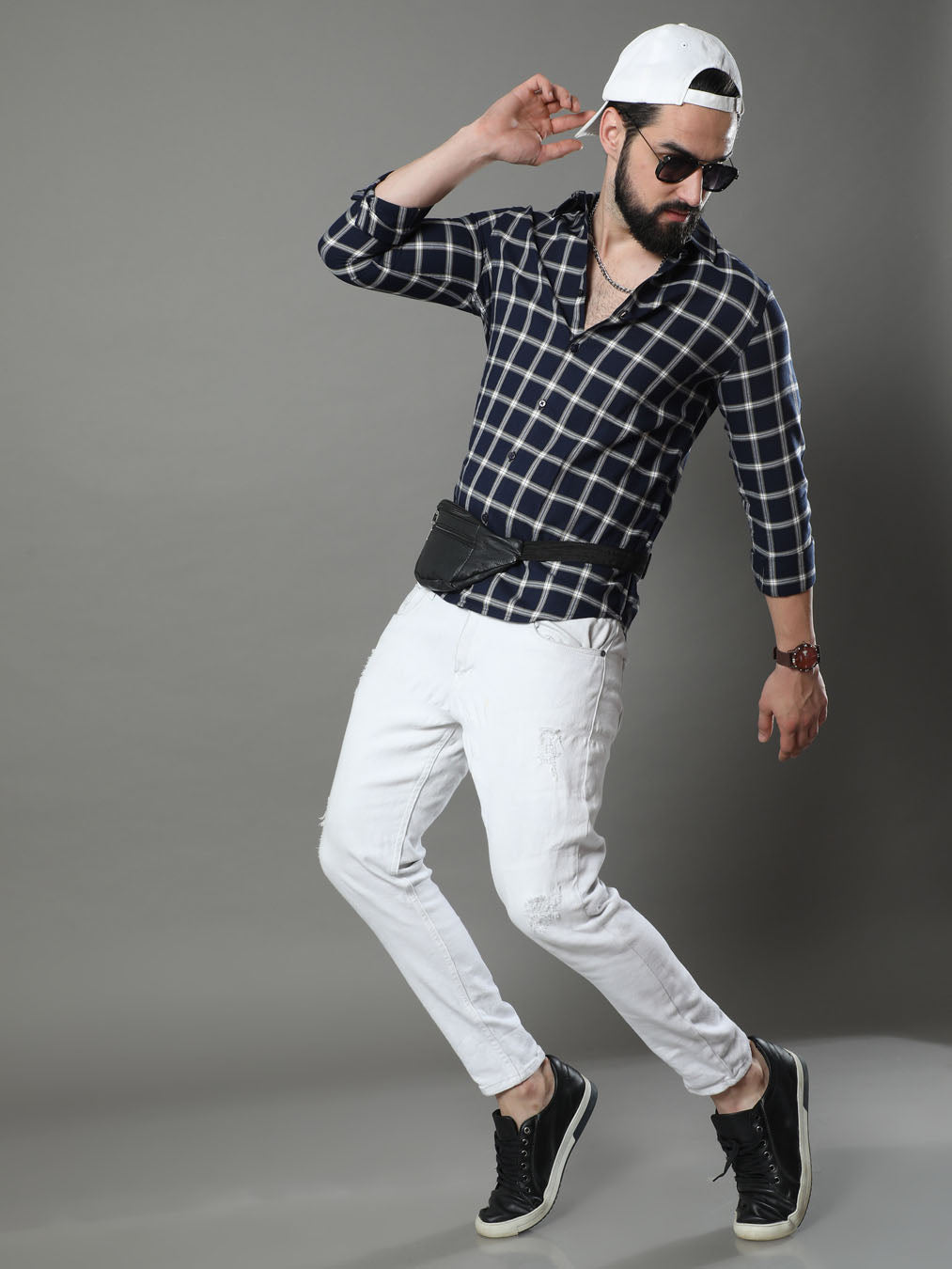 Imperial Navy Blue Checks Shirt Checks Shirt Bushirt