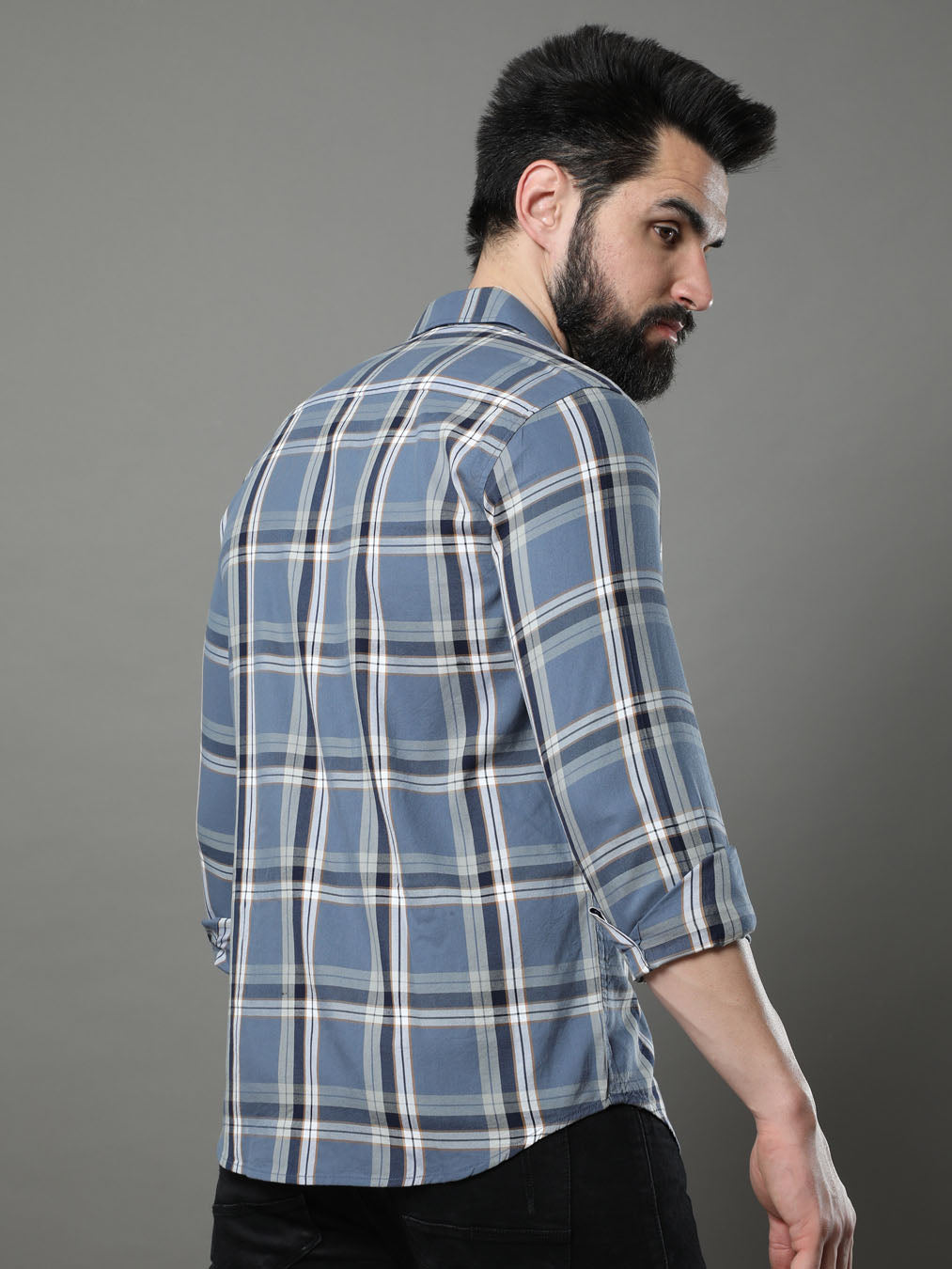 Imperial Steel Blue Checks Shirt Checks Shirt Bushirt