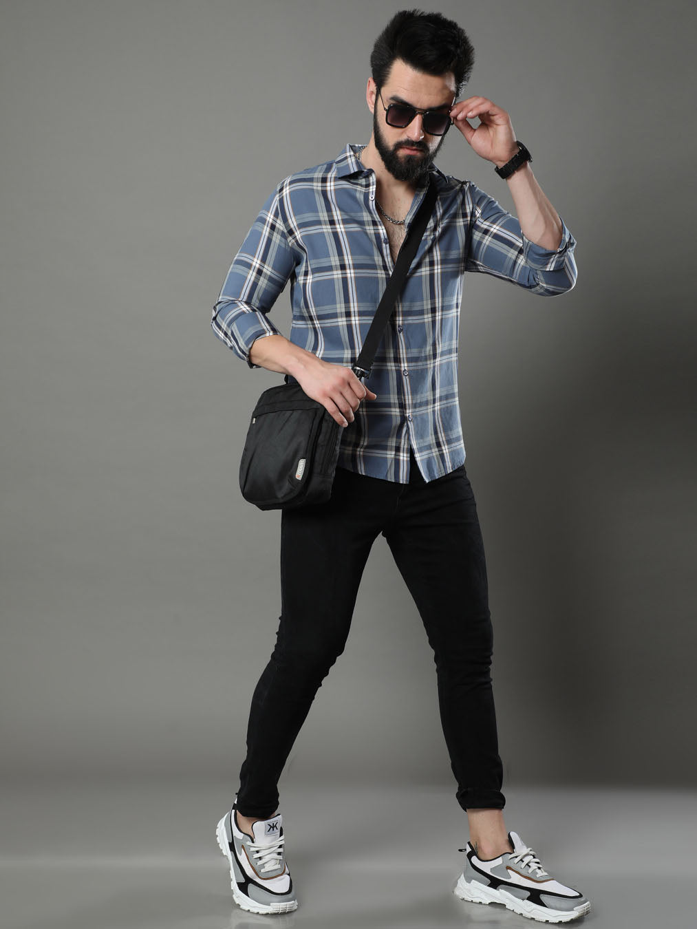Imperial Steel Blue Checks Shirt Checks Shirt Bushirt