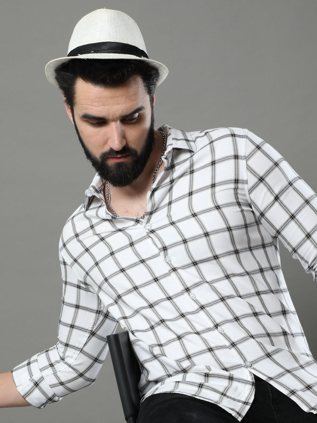 Imperial White Checks Shirt Checks Shirt Bushirt