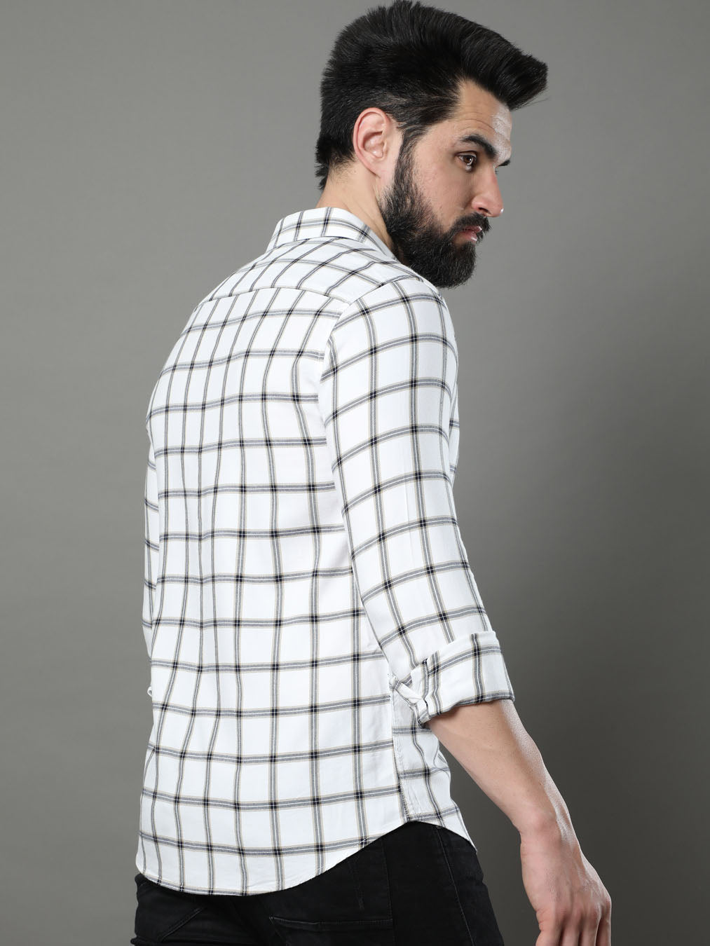 Imperial White Checks Shirt Checks Shirt Bushirt