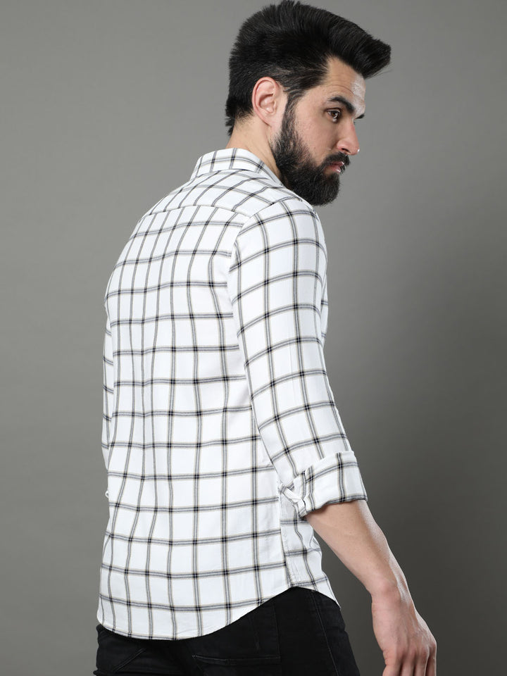Imperial White Checks Shirt Checks Shirt Bushirt