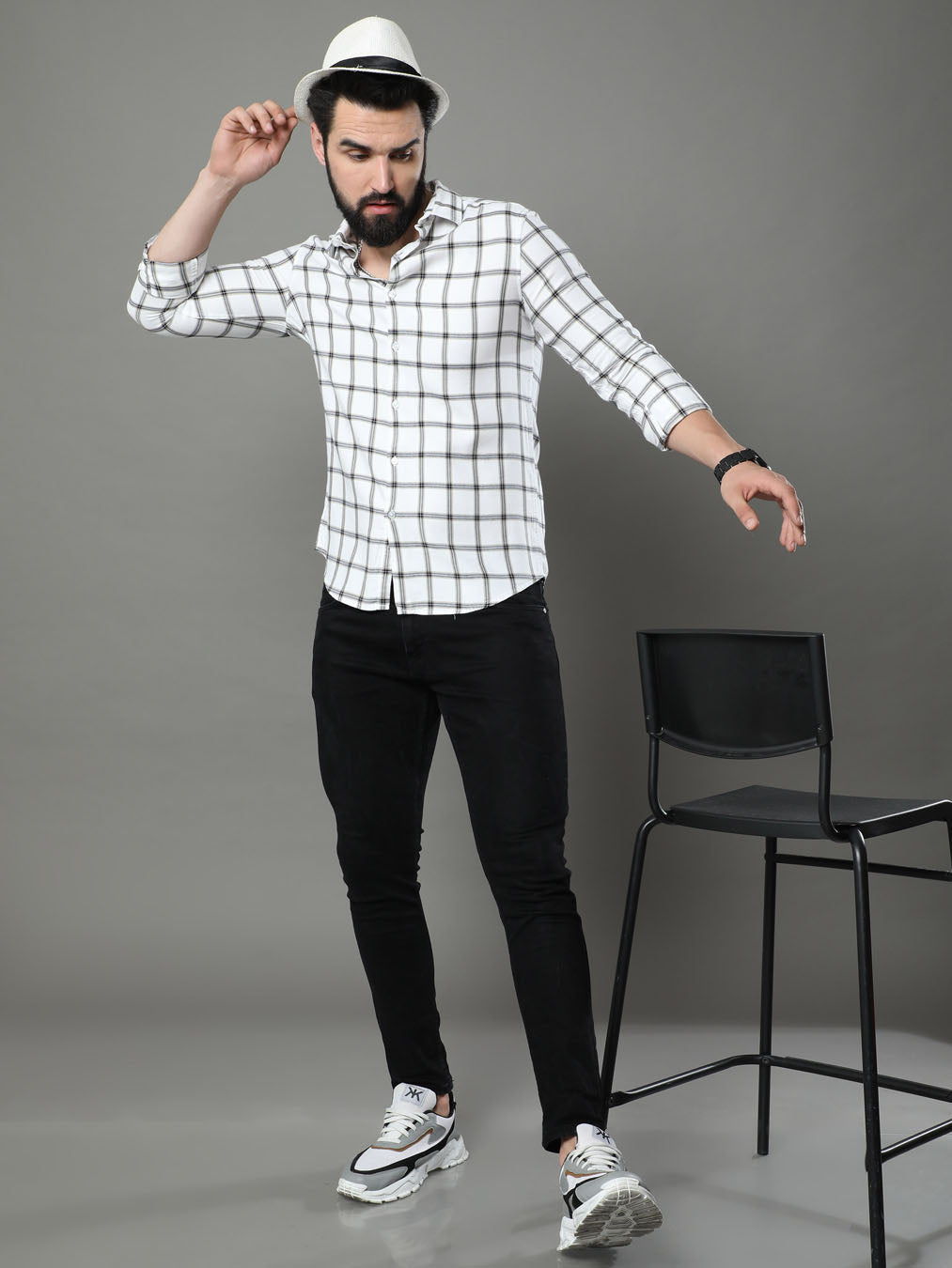 Imperial White Checks Shirt Checks Shirt Bushirt