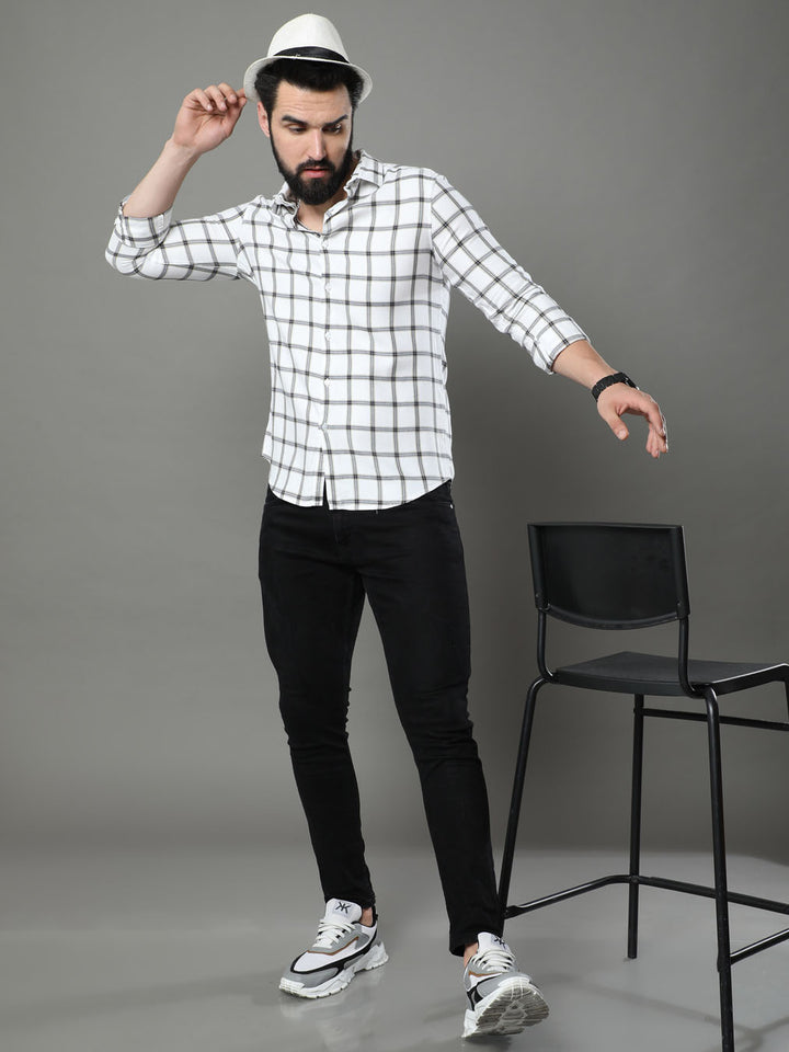 Imperial White Checks Shirt Checks Shirt Bushirt