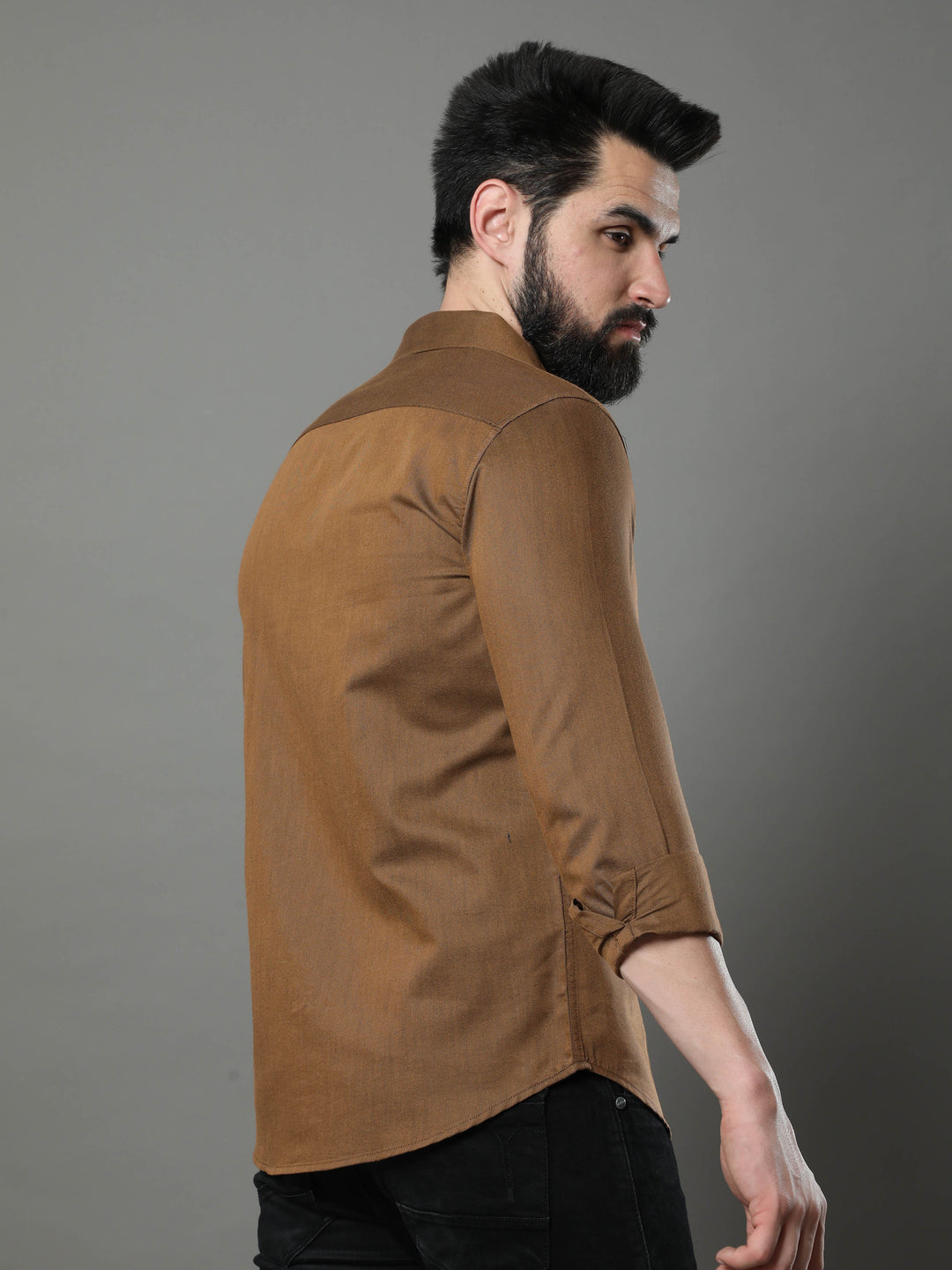 Peanut Brown Solid Shirt Solid Shirt Bushirt
