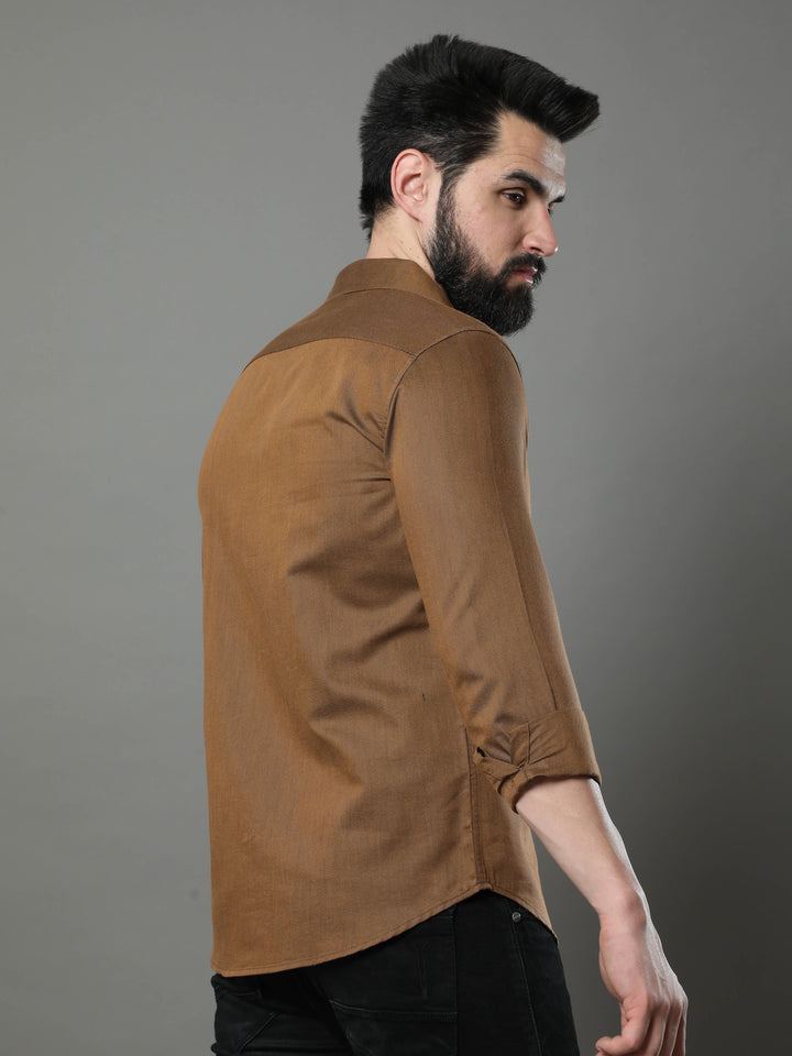 Peanut Brown Solid Shirt Solid Shirt Bushirt