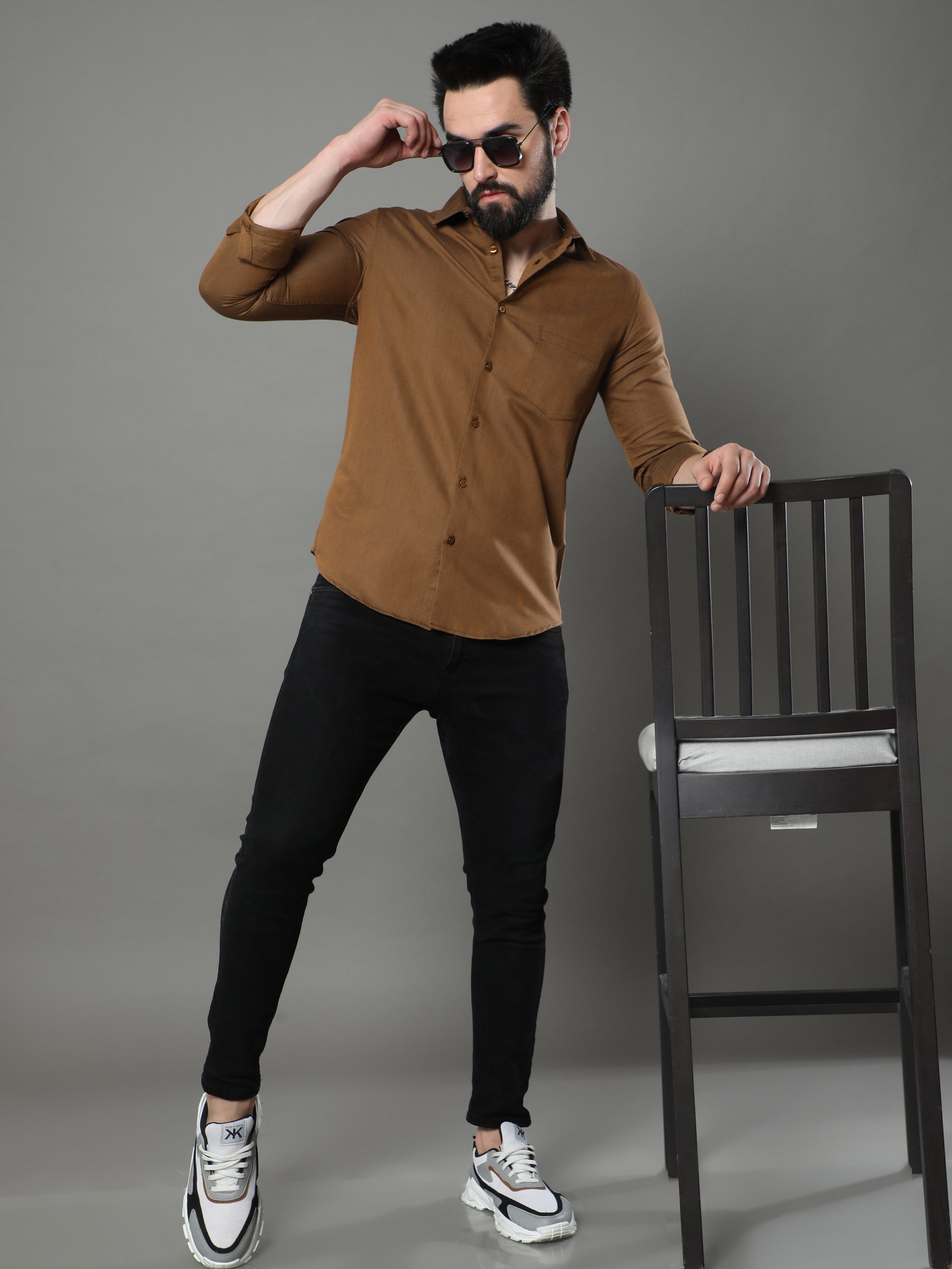 Peanut Brown Solid Shirt Solid Shirt Bushirt