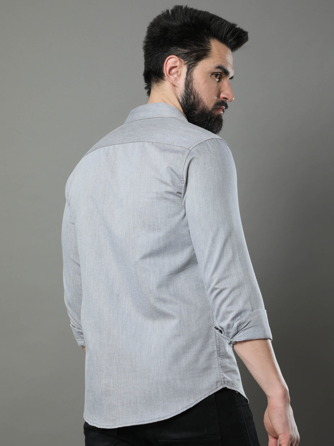 Vintage Grey Solid Shirt Solid Shirt Bushirt