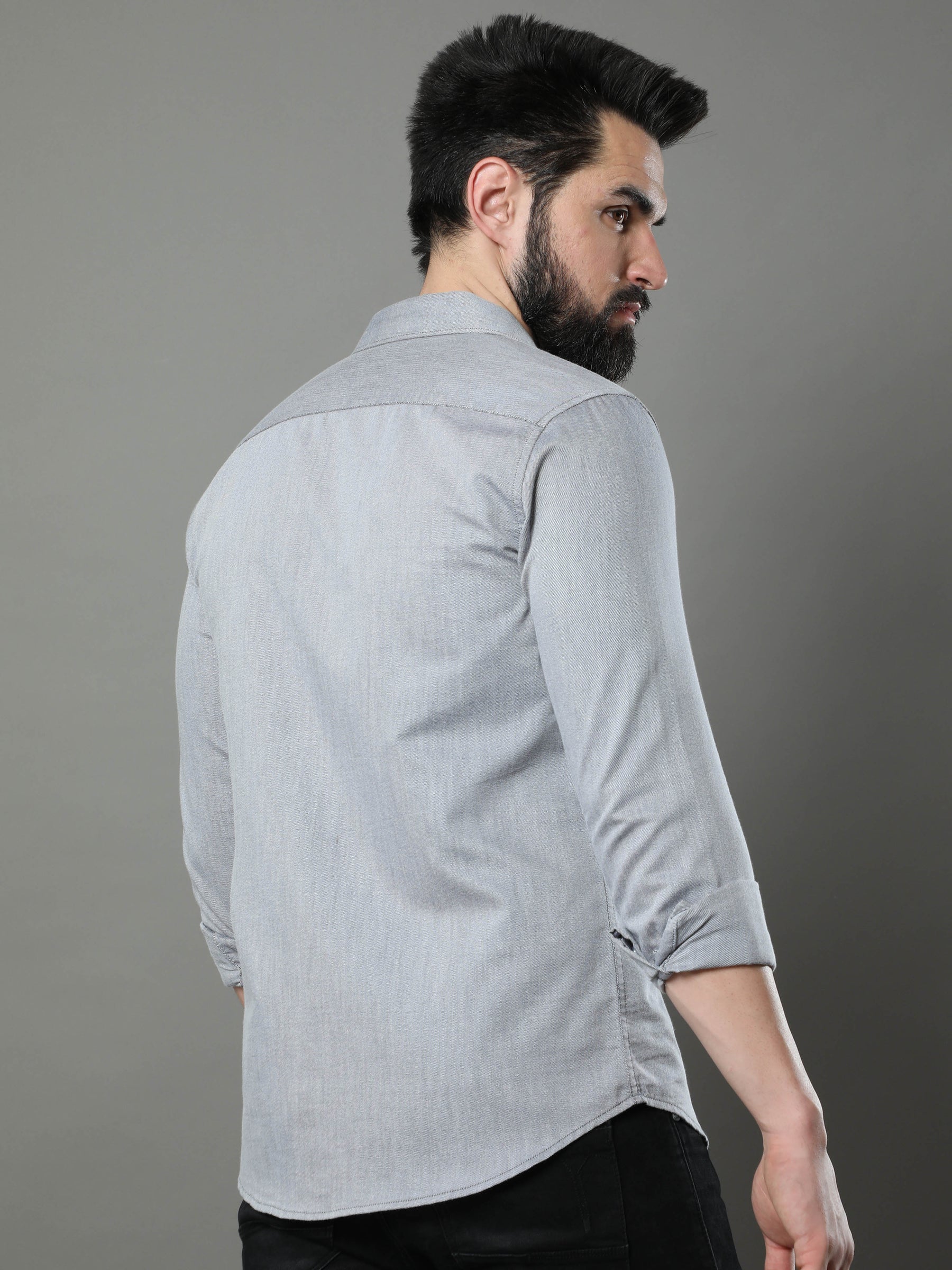 Vintage Grey Solid Shirt Solid Shirt Bushirt