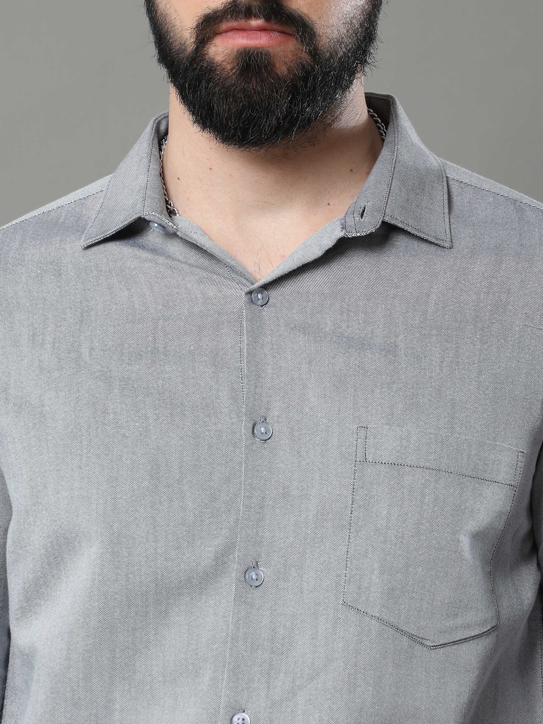 Vintage Grey Solid Shirt Solid Shirt Bushirt