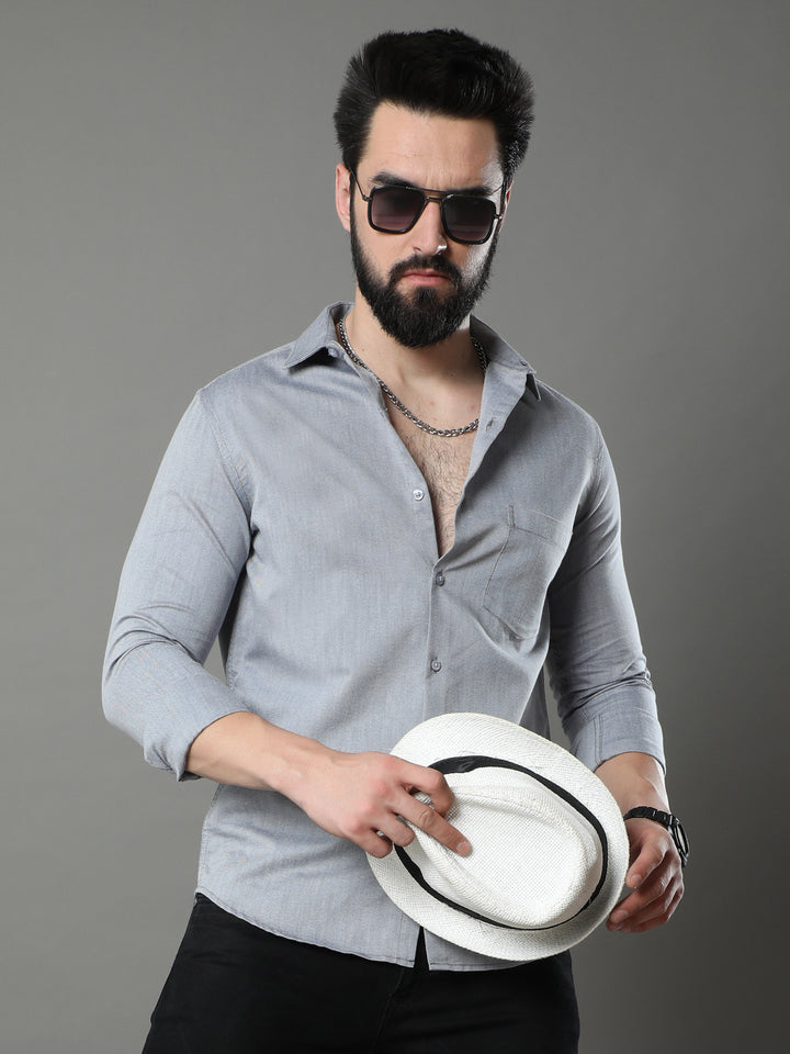 Vintage Grey Solid Shirt Solid Shirt Bushirt