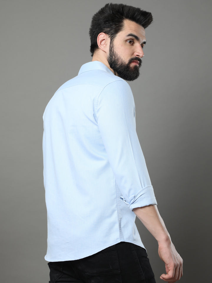 Light Blue Solid Shirt Solid Shirt Bushirt
