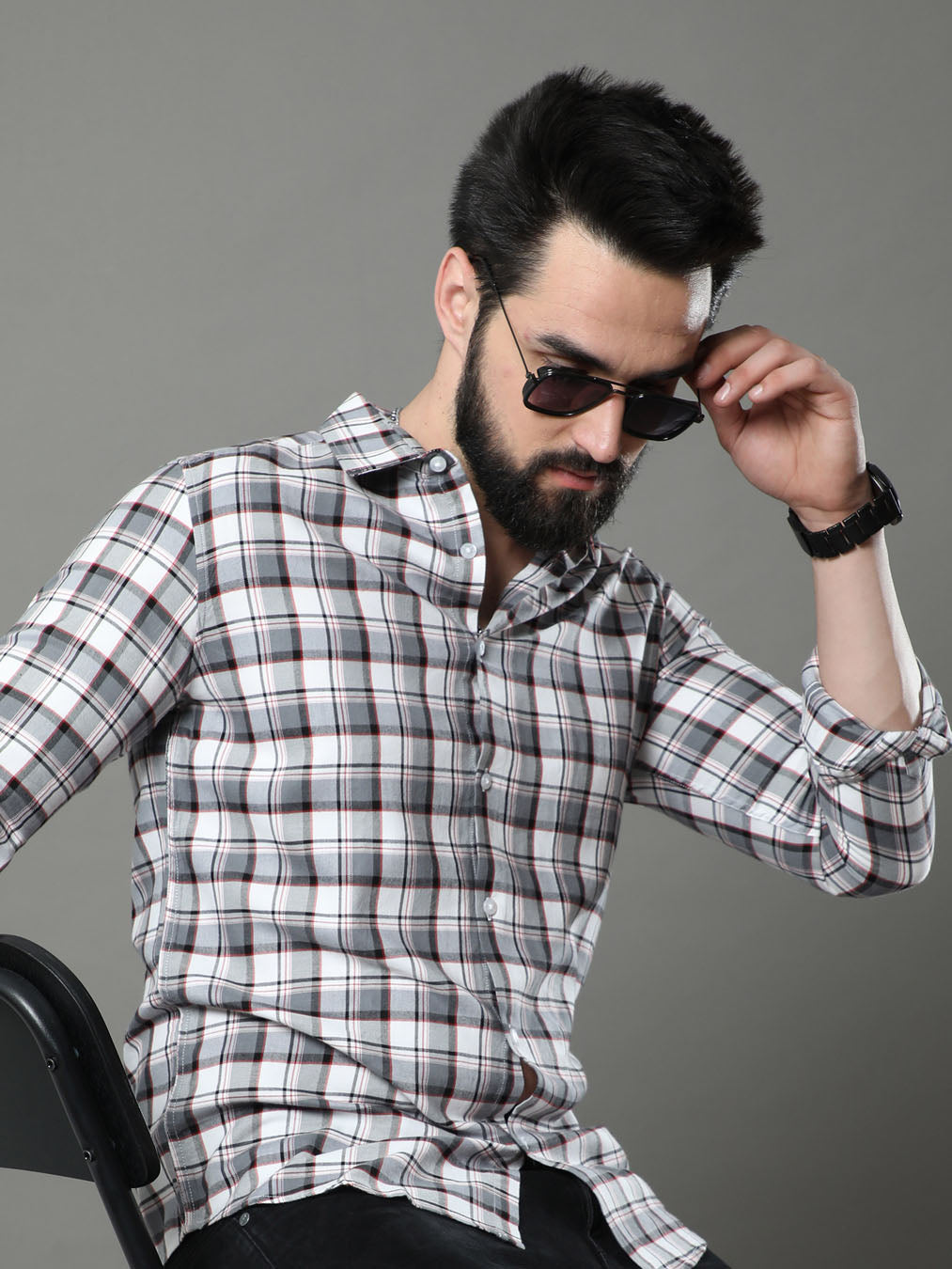 Imperial Grey Checks Shirt Checks Shirt Bushirt