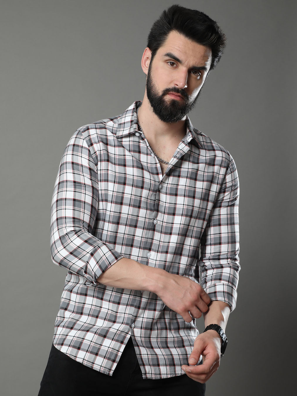 Imperial Grey Checks Shirt Checks Shirt Bushirt