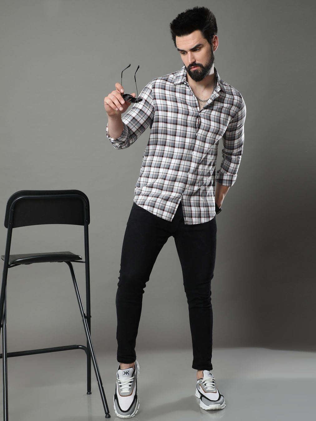 Imperial Grey Checks Shirt Checks Shirt Bushirt