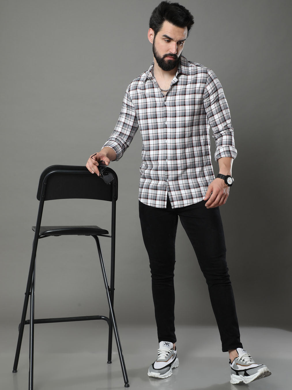 Imperial Grey Checks Shirt Checks Shirt Bushirt