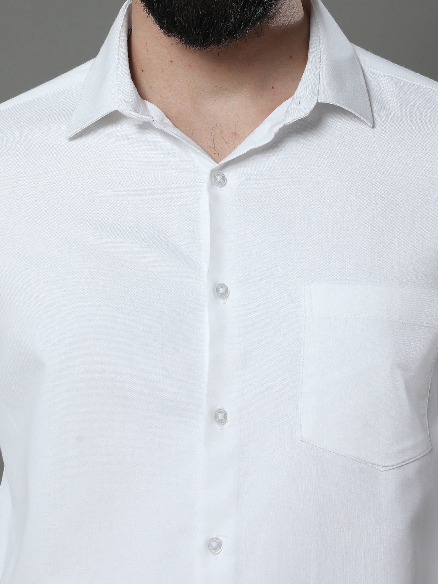 White Solid Shirt Solid Shirt Bushirt