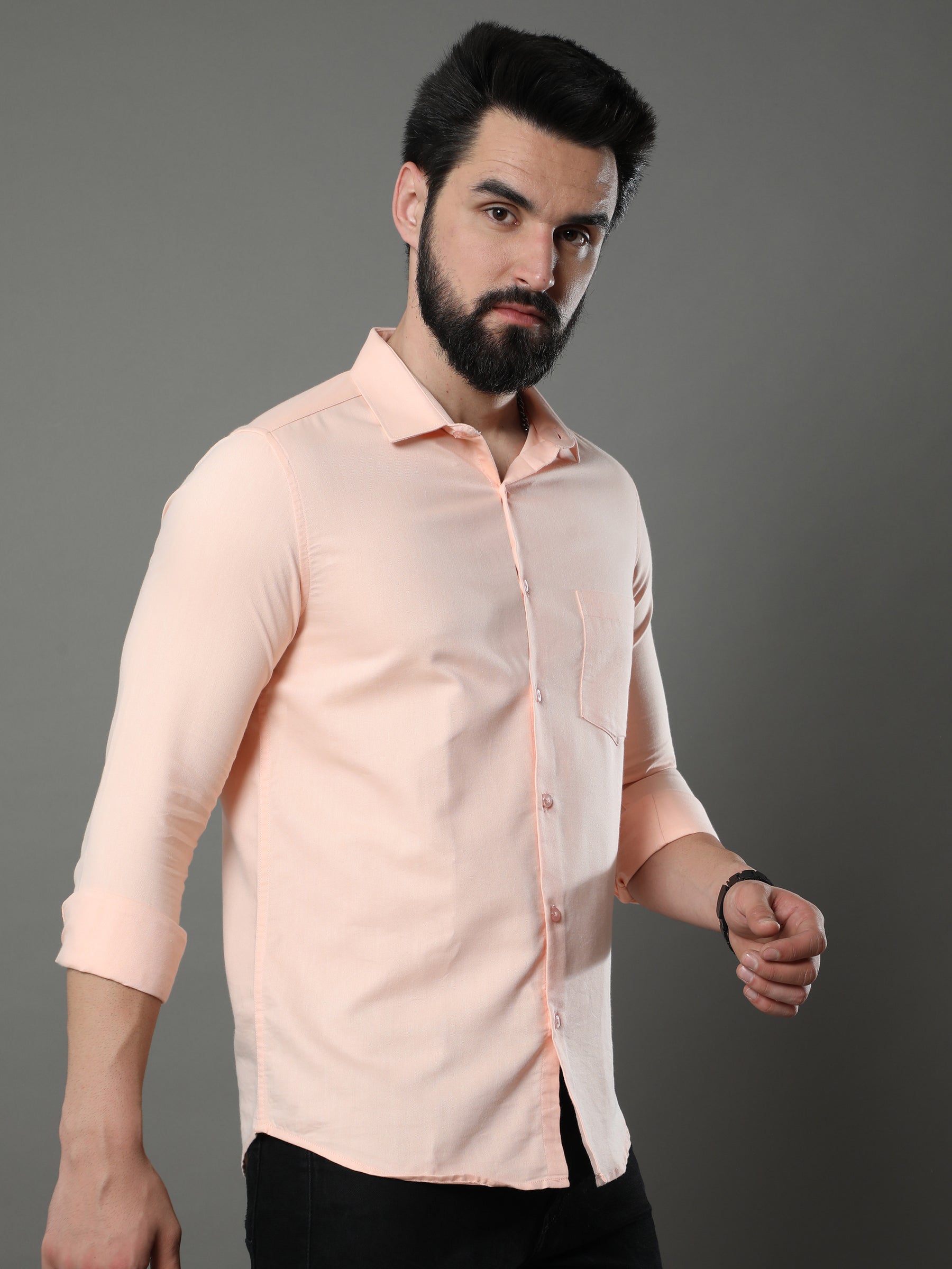 Buff Orange Solid Shirt Solid Shirt Bushirt