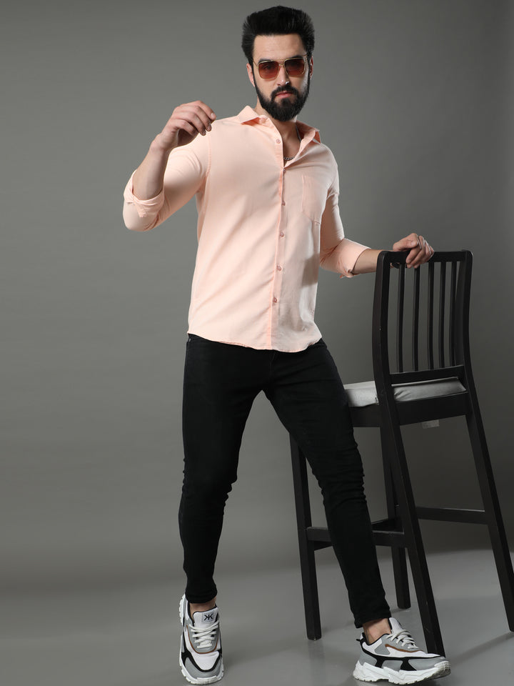 Buff Orange Solid Shirt Solid Shirt Bushirt