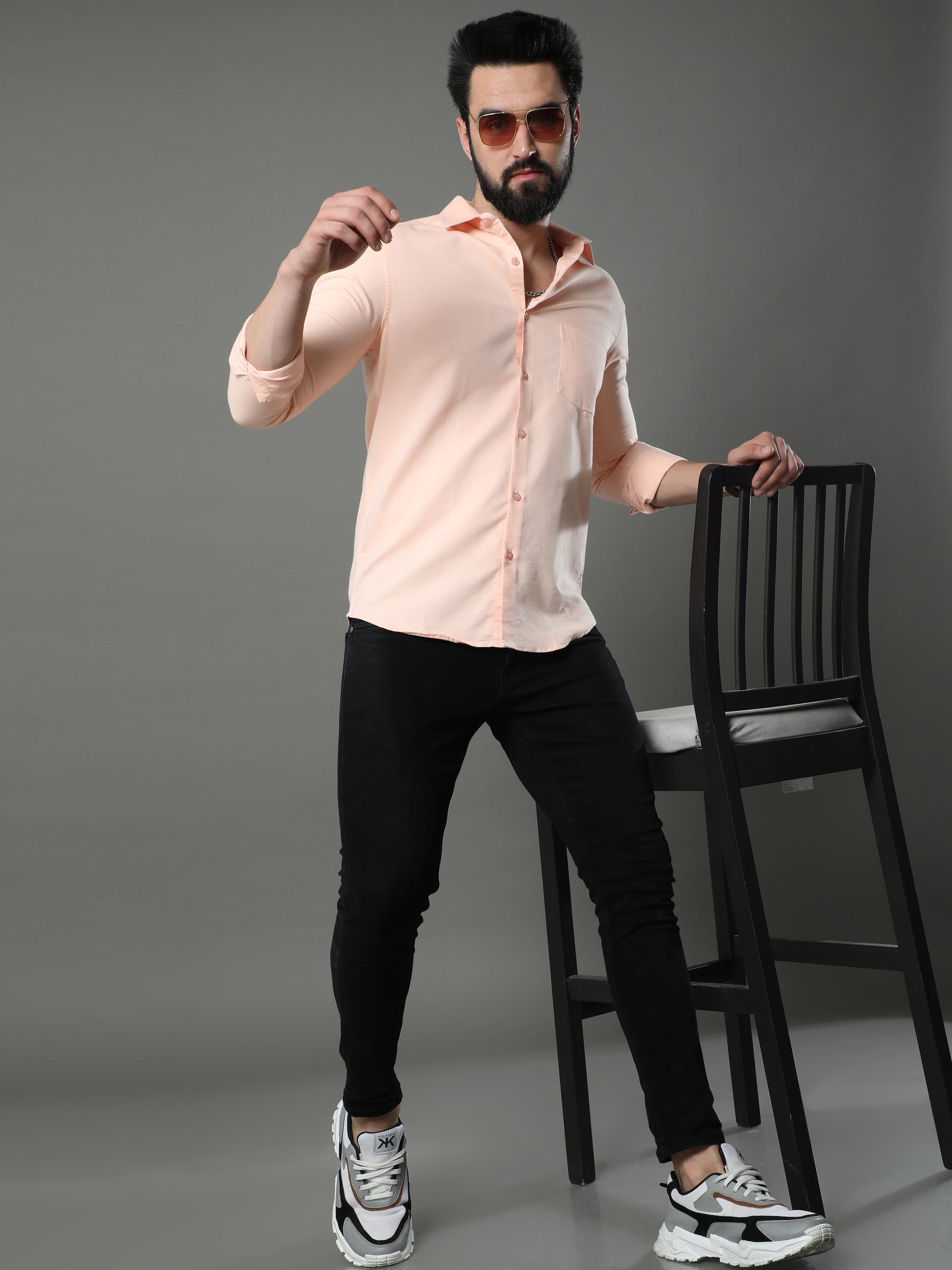 Buff Orange Solid Shirt Solid Shirt Bushirt