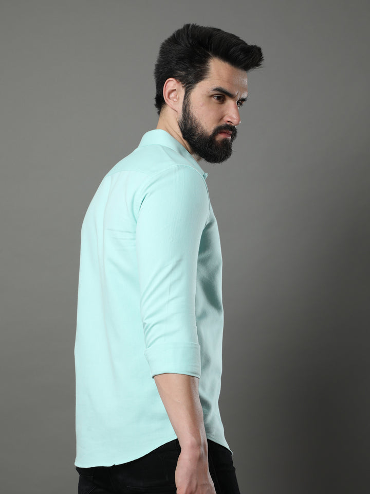 Aero Blue Solid Shirt Solid Shirt Bushirt   