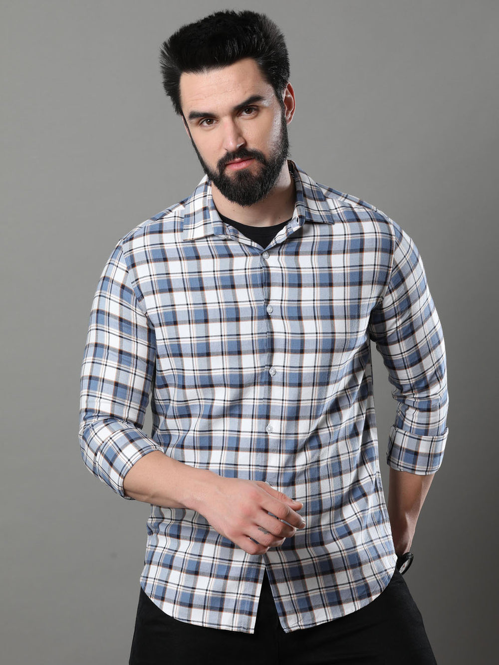 Imperial Blue Checks Shirt Checks Shirt Bushirt