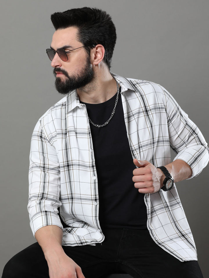 Imperial White Checks Shirt Checks Shirt Bushirt