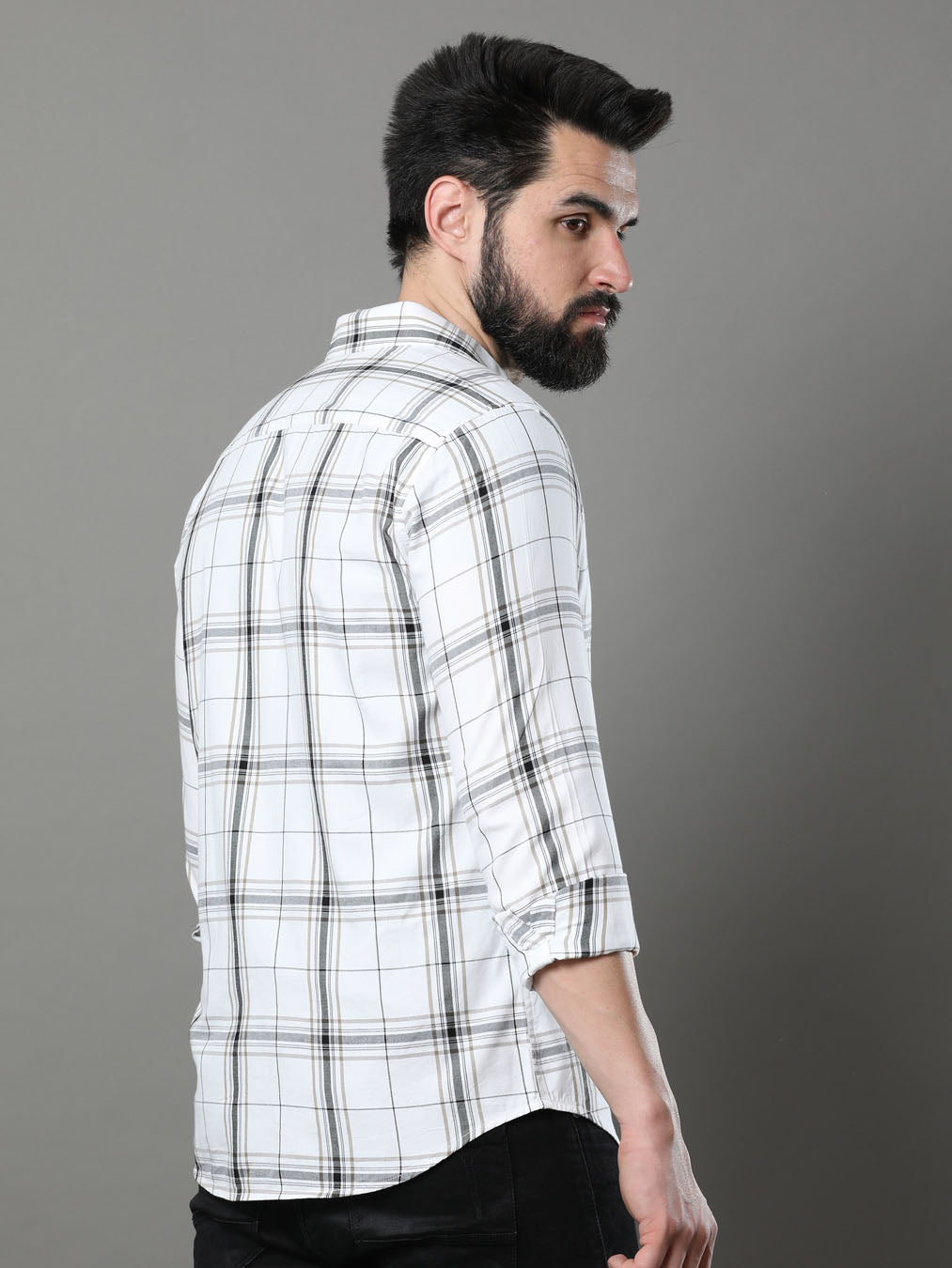 Imperial White Checks Shirt Checks Shirt Bushirt