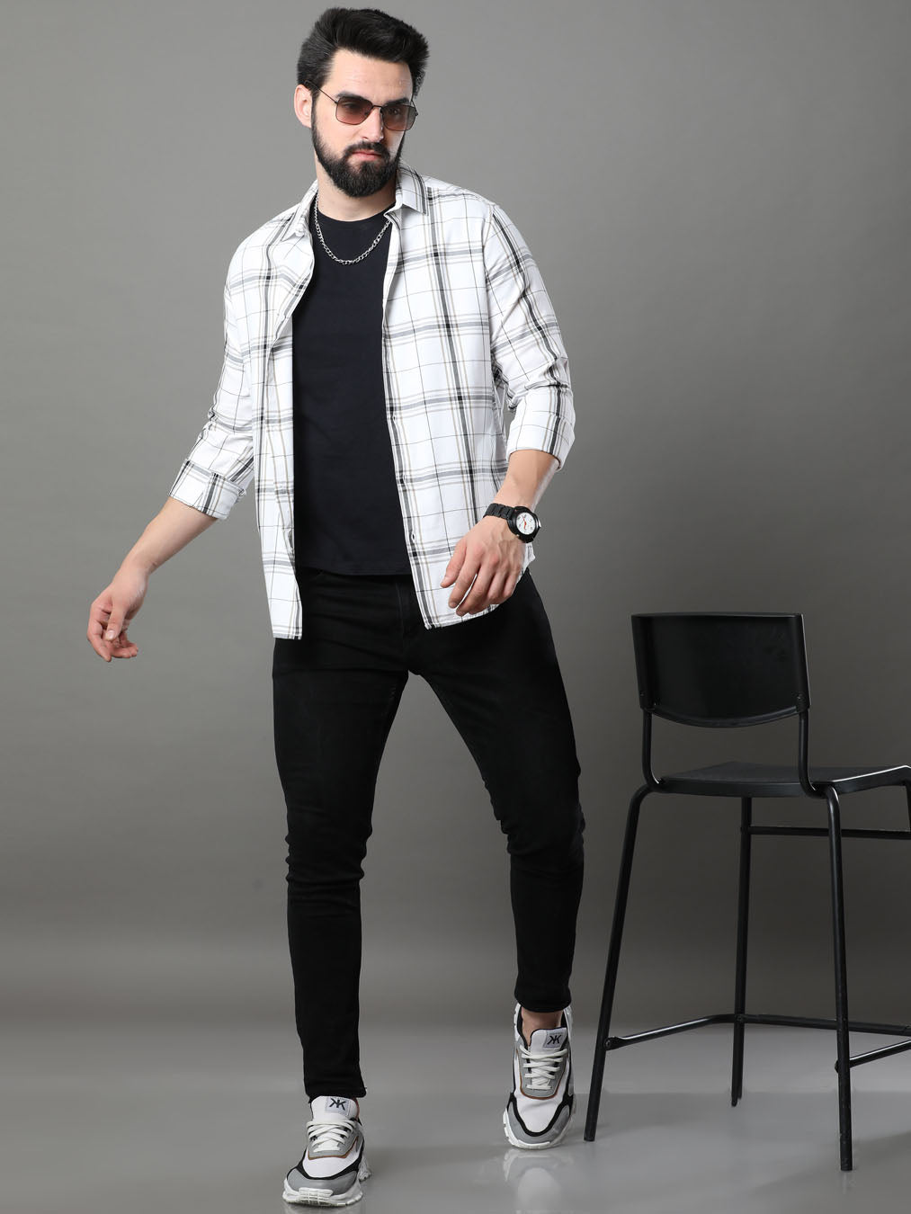 Imperial White Checks Shirt Checks Shirt Bushirt