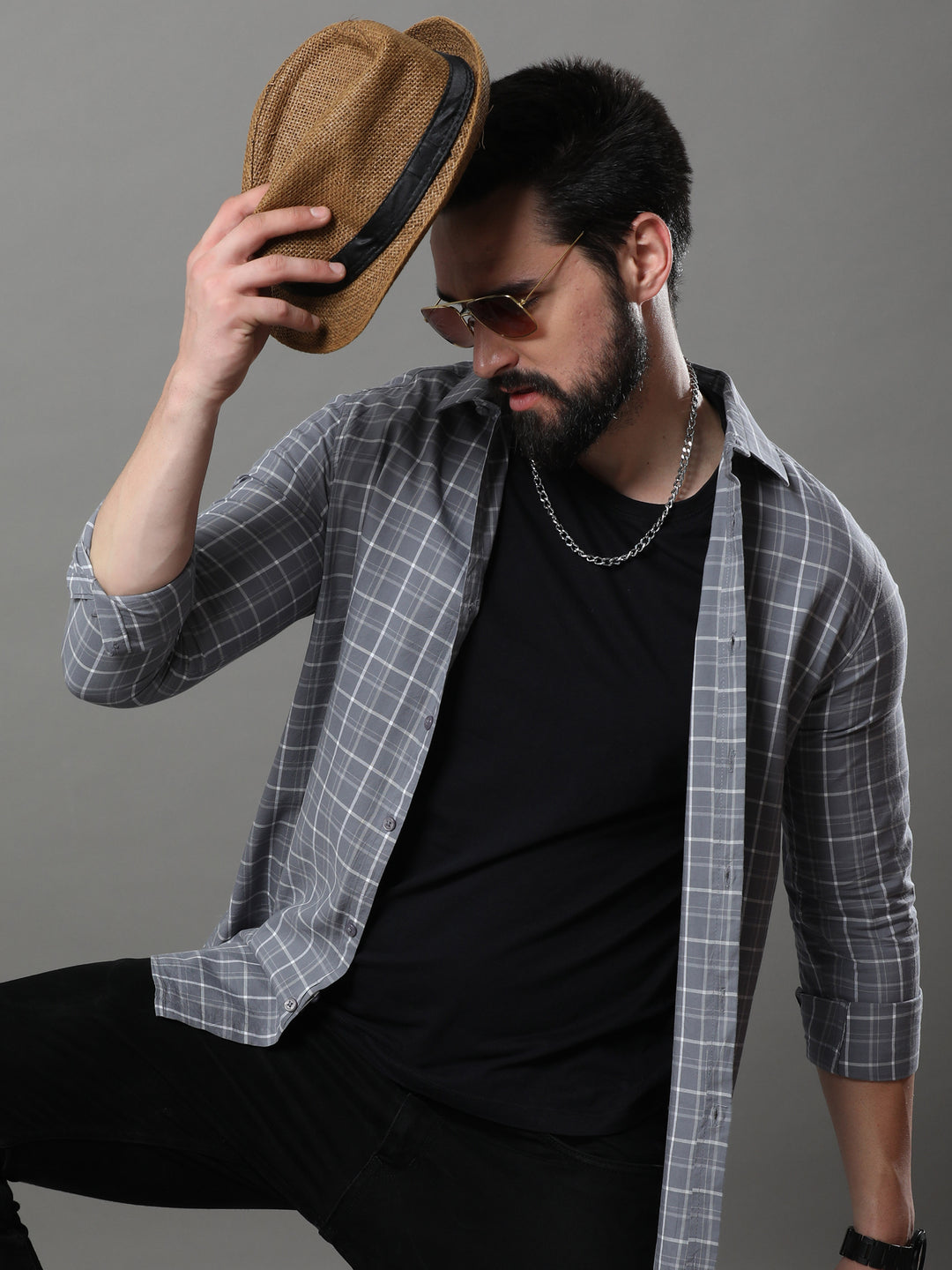 Imperial Grey Checks Shirt Checks Shirt Bushirt