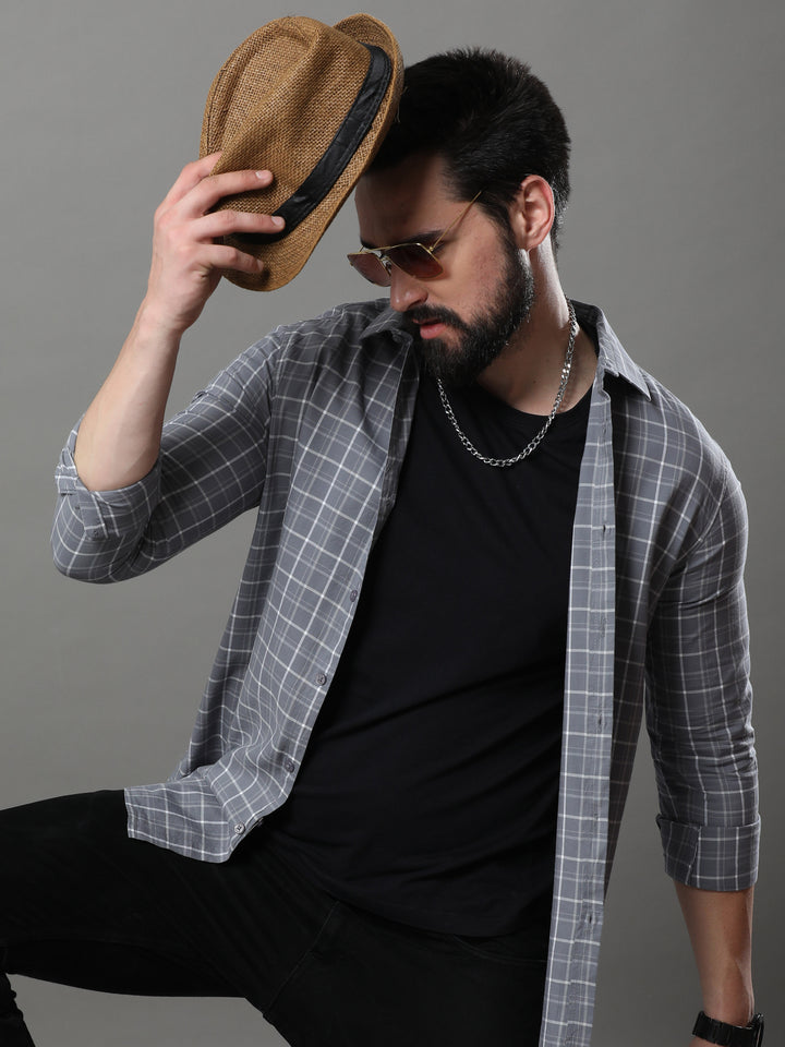 Imperial Grey Checks Shirt Checks Shirt Bushirt