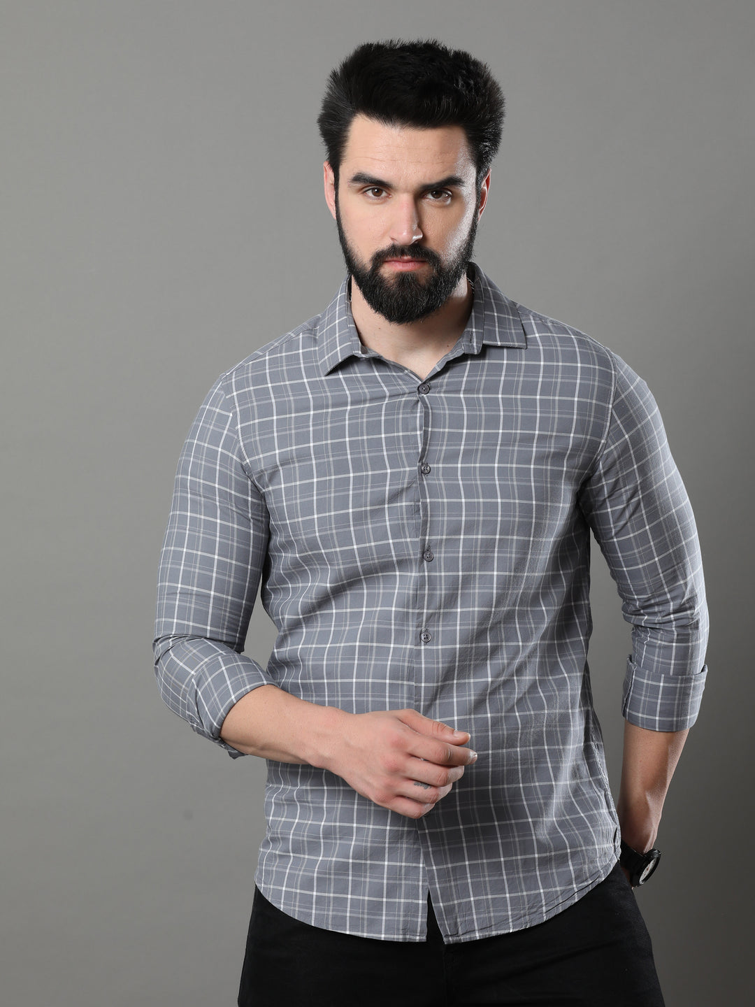 Imperial Grey Checks Shirt Checks Shirt Bushirt