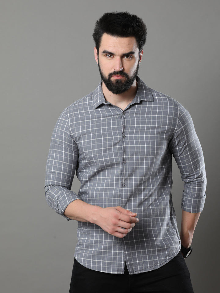 Imperial Grey Checks Shirt Checks Shirt Bushirt