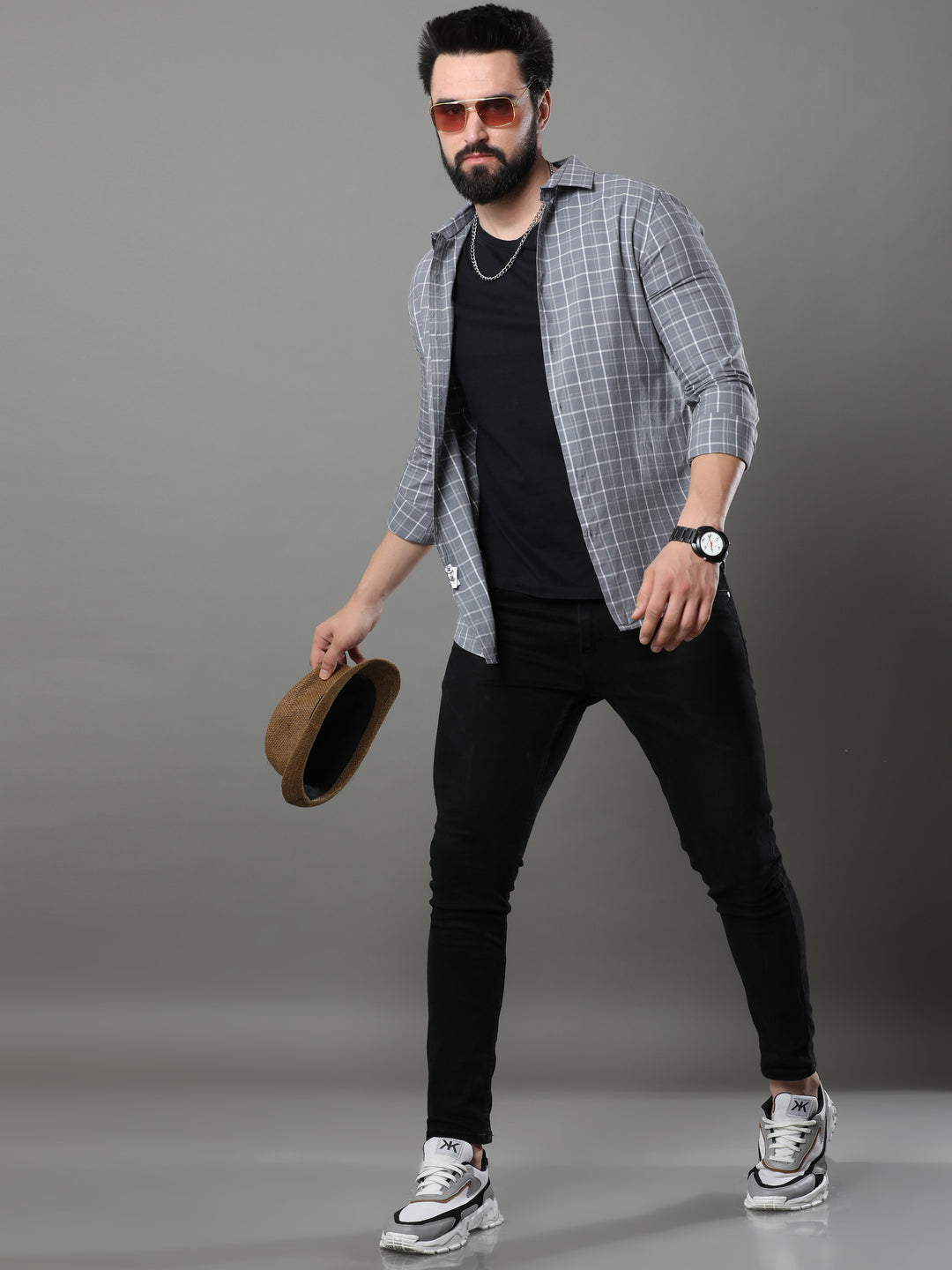 Imperial Grey Checks Shirt Checks Shirt Bushirt