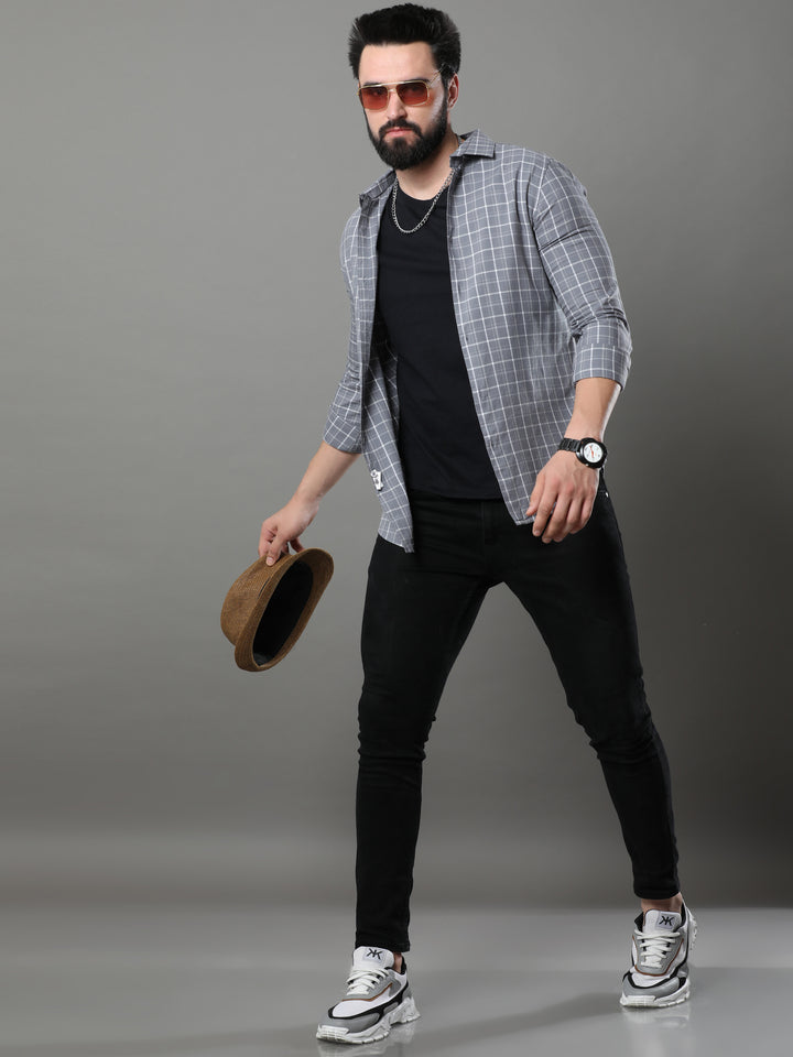 Imperial Grey Checks Shirt Checks Shirt Bushirt