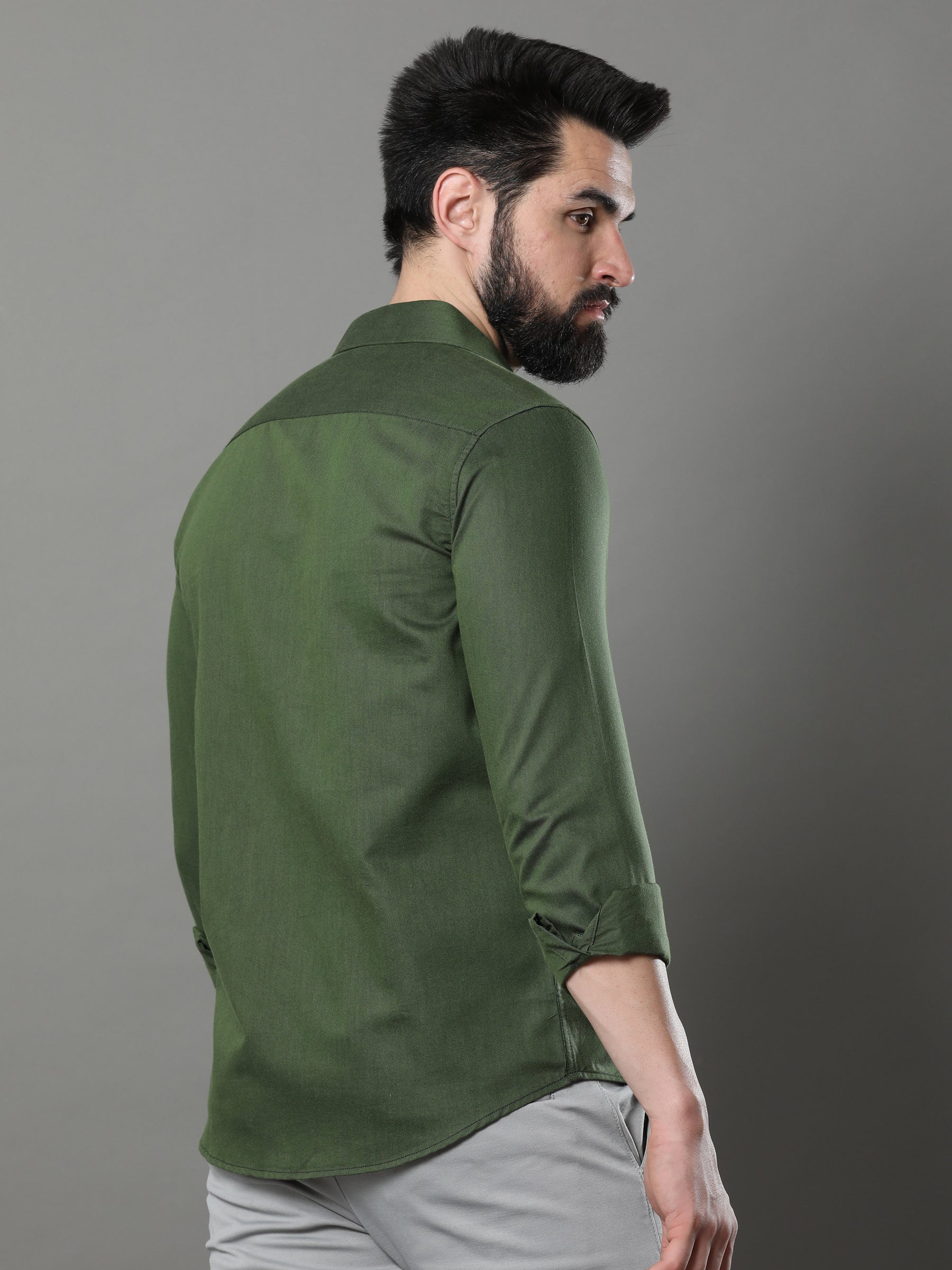 Olive Green Solid Shirt Solid Shirt Bushirt